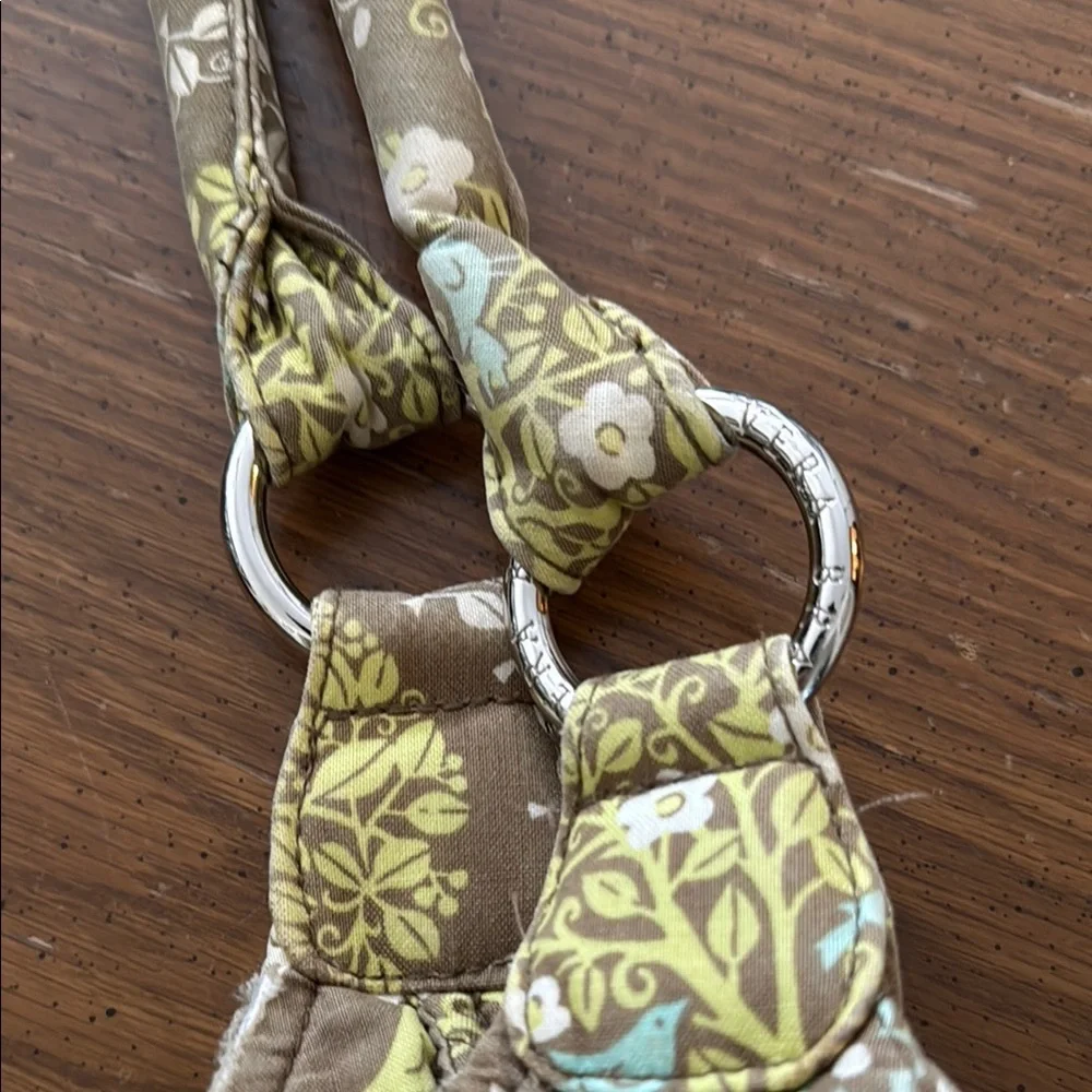 Vera Bradley BlueBird Brown and Green Quilted Crescent Hobo Tote Shoulder Bag